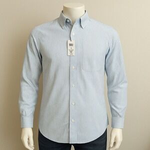 J. Crew Men's 365 Stretch Slim Blue & White Stripe Shirt M NWT‎ Academia Preppy